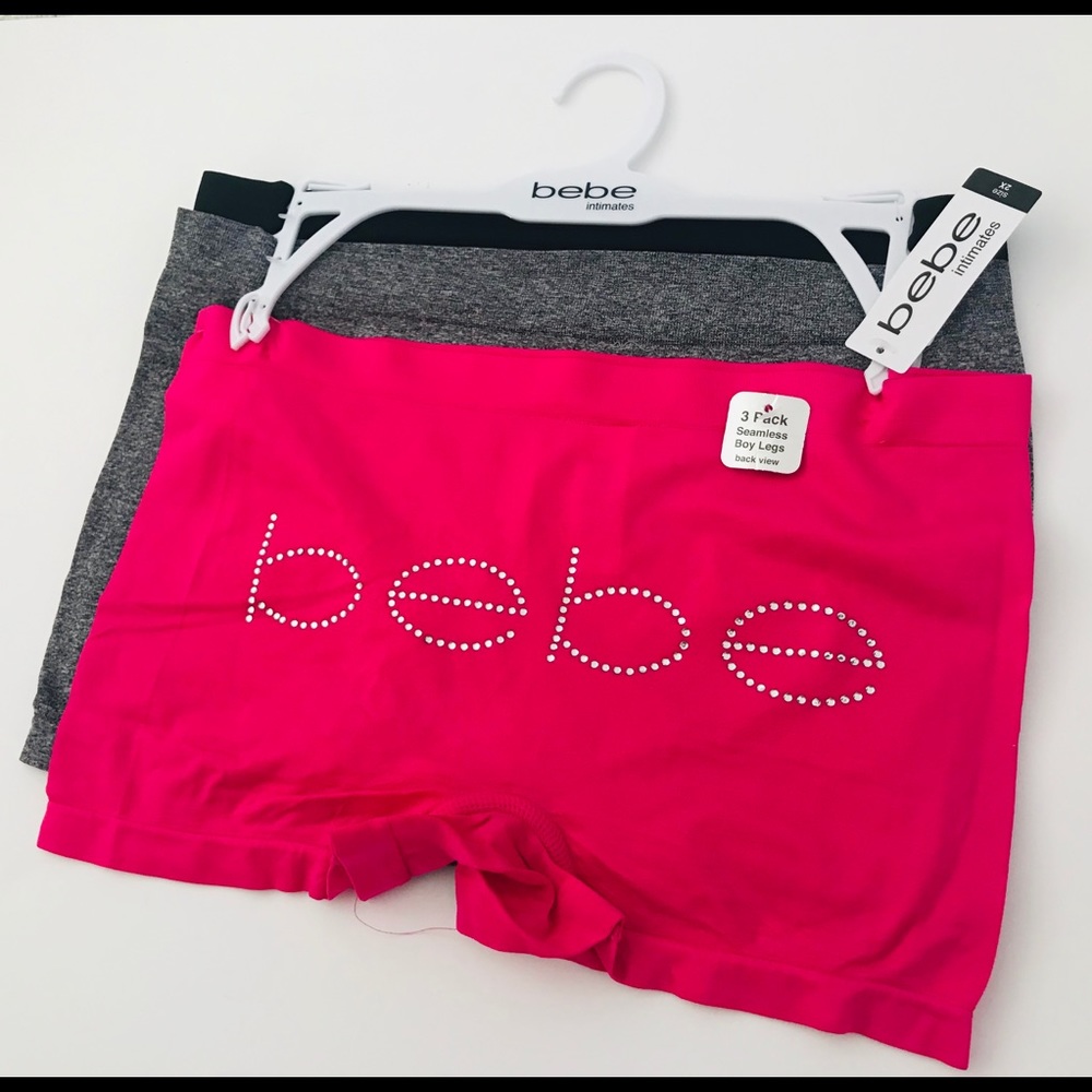 Bebe Womens 3 Pack Boy Legs Intimates Panties